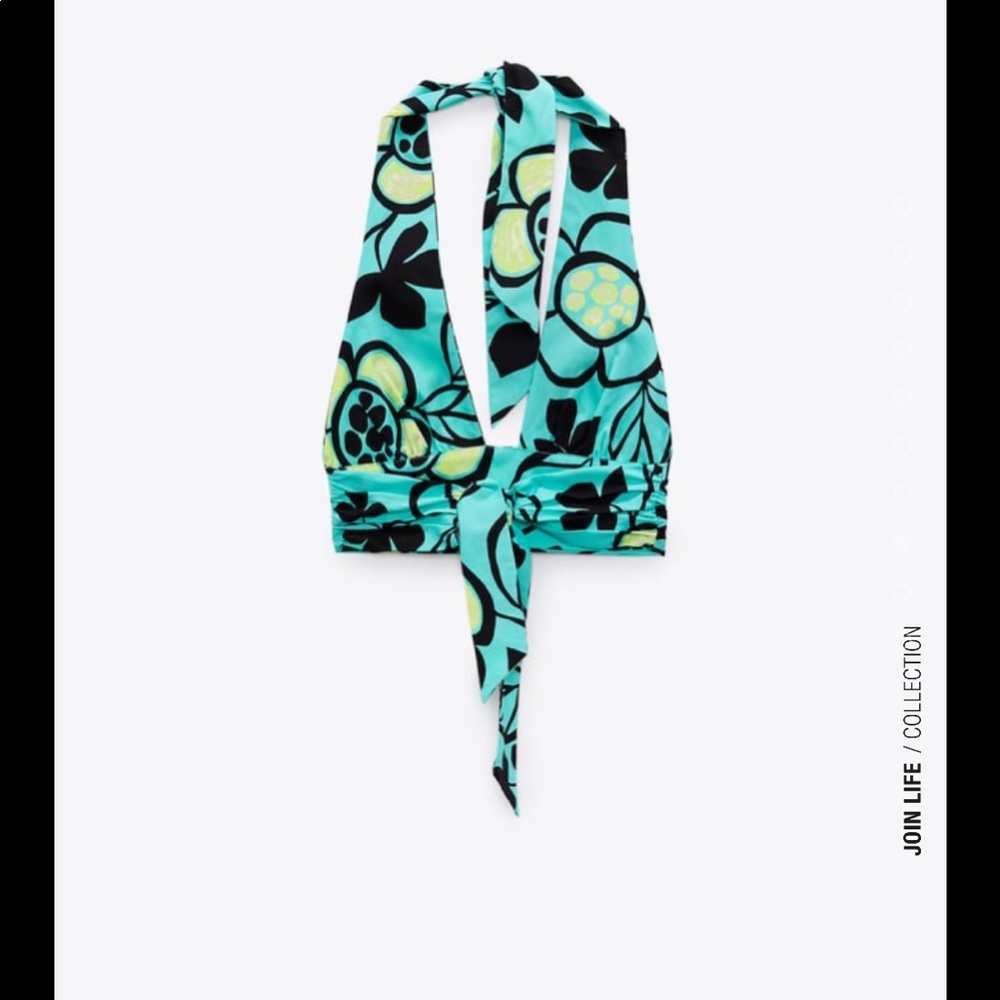 Zara neon blue printed halter top - Picture 13 of 14